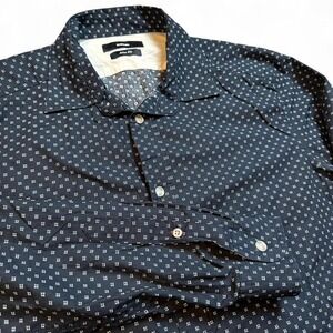 Diesel slim fit navy patterned preppy casual business button shirt size medium